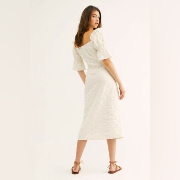 Free People Acting Cool Button Down Midi Dress White Ivory Size Extra Small XS - Picture 2 of 8